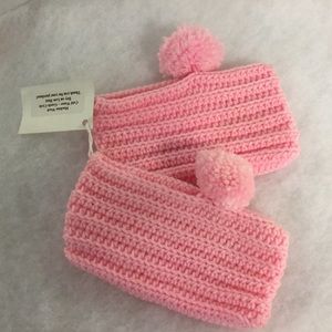 Slippers House shoes Girls Pink Crochet Handmade New with Pom Pom’s-kid’s-pink